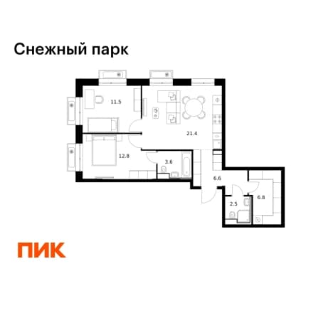 Купить двухкомнатную квартиру в новостройках в ЖК Снежный парк в Владивостоке. Вариант № 2127162, 1, площадь - квм, цена 12629240 рублей