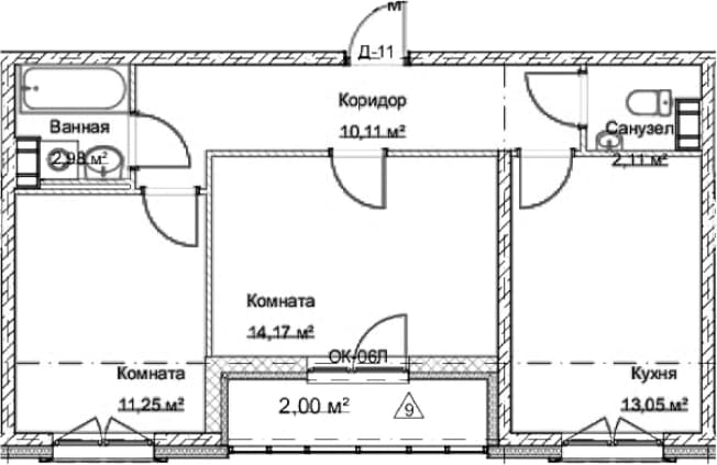 . Вариант № 1909809, 0, площадь - 54.4 квм, цена 20872000 рублей