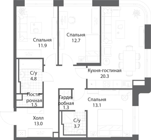 . Вариант № 2116567, 0, площадь - 81.9 квм, цена 46284254 рублей