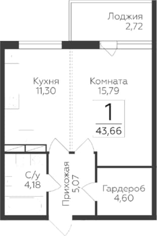 . Вариант № 1931783, 0, площадь - 40.94 квм, цена 6188368 рублей