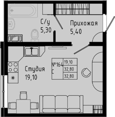 . Вариант № 1891699, 0, площадь - 29.8 квм, цена 4749460 рублей