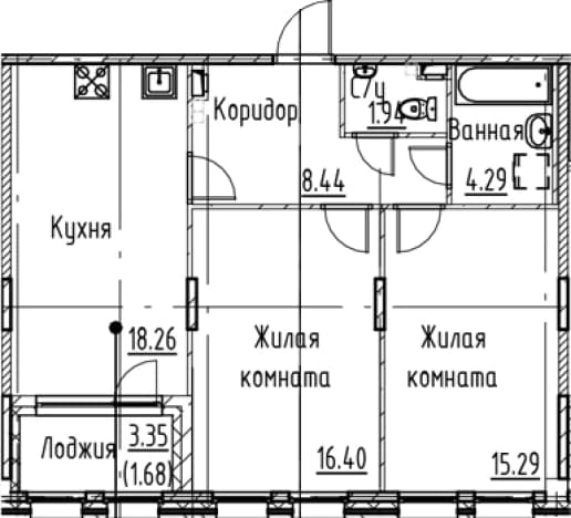 . Вариант № 1831232, 0, площадь - 64.62 квм, цена 18505656 рублей