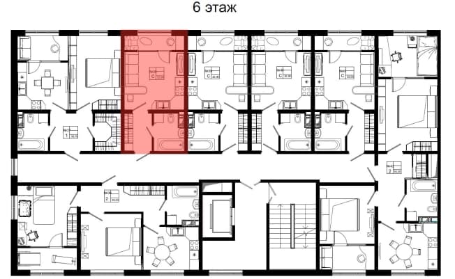 . Вариант № 1734281, 0, площадь - 23.7 квм, цена 3387600 рублей