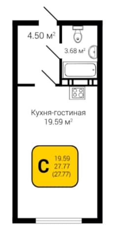 Купить студию в новостройках (ЖК) в Микрорайоне Старая Отрожка в Воронеже. Вариант № 1744531, 0, площадь - квм, цена 2415990 рублей