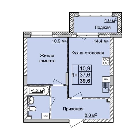 . Вариант № 2147778, 0, площадь - 39.6 квм, цена 8551265 рублей