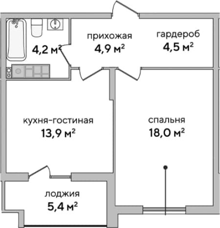 . Вариант № 2127078, 0, площадь - 45.5 квм, цена 16011606 рублей