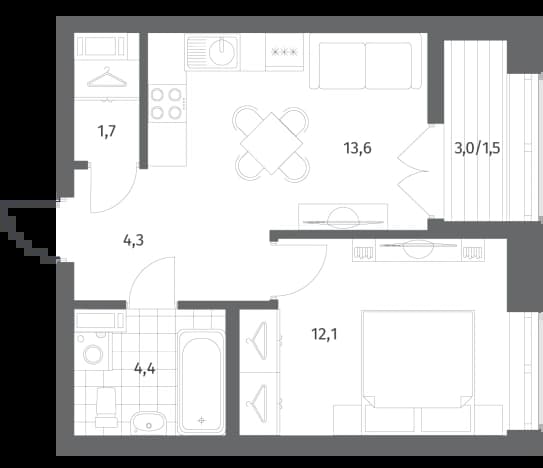 . Вариант № 1790987, 0, площадь - 36 квм, цена 7079000 рублей