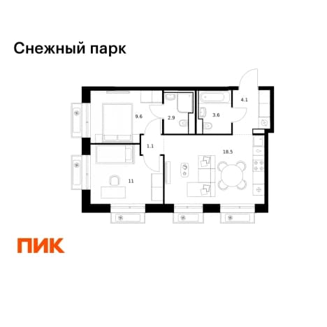 Купить двухкомнатную квартиру в новостройках в ЖК Снежный парк в Владивостоке. Вариант № 2098730, 1, площадь - квм, цена 10073640 рублей
