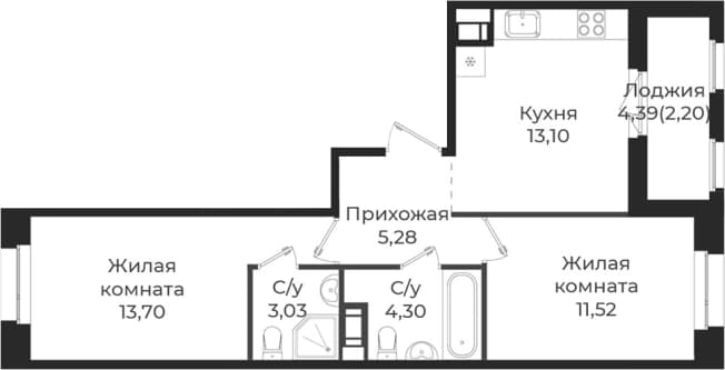. Вариант № 1838773, 0, площадь - 50.93 квм, цена 8607060 рублей