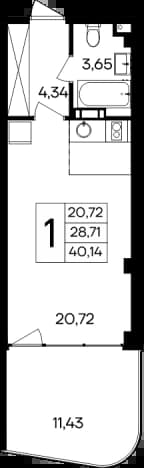 . Вариант № 2186726, 0, площадь - 28.71 квм, цена 12231000 рублей