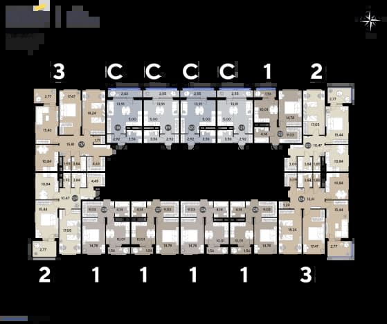 . Вариант № 2225233, 1, площадь - 92.67 квм, цена 21945183 рублей