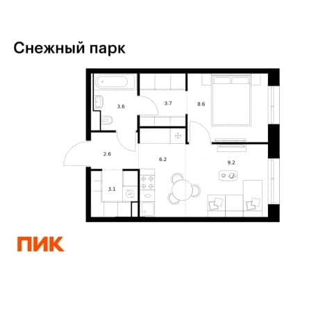 Купить однокомнатную квартиру в новостройках в ЖК Снежный парк в Владивостоке. Вариант № 2204658, 1, площадь - квм, цена 8147400 рублей