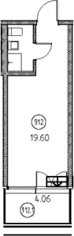 . Вариант № 2234321, 0, площадь - 19.6 квм, цена 12253395 рублей