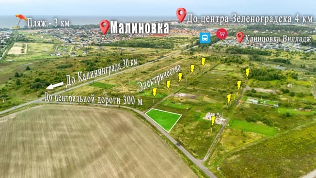 Купить земельный участок в Посёлоке Медведевке в Гурьевском Муниципальном Округе в Калининградской области. Вариант № 2065305, 0, площадь - квм, цена 2200000 рублей
