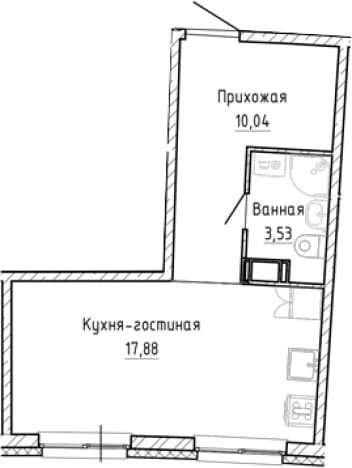 . Вариант № 1903238, 0, площадь - 31.45 квм, цена 6278426 рублей