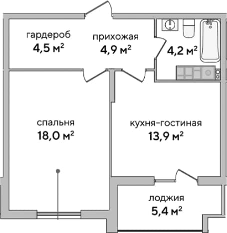 . Вариант № 2127043, 0, площадь - 45.5 квм, цена 16175149 рублей