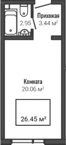 . Вариант № 2300358, 0, площадь - 26.45 квм, цена 7500000 рублей