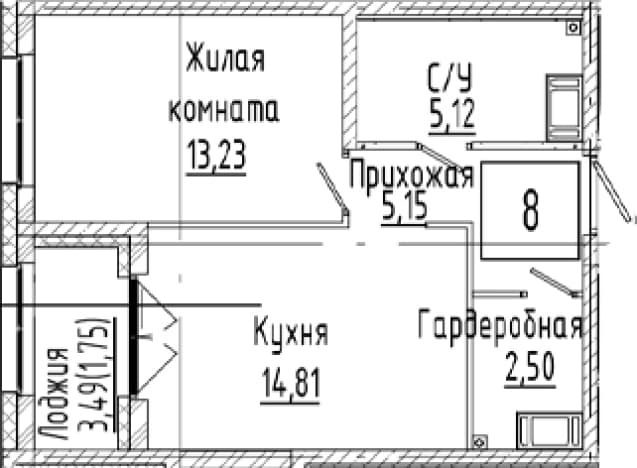. Вариант № 2023437, 0, площадь - 40.81 квм, цена 10173000 рублей