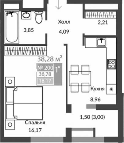 . Вариант № 2122406, 0, площадь - 35.28 квм, цена 5834044 рублей