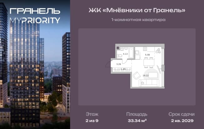. Вариант № 2196931, 0, площадь - 33.34 квм, цена 20260005 рублей