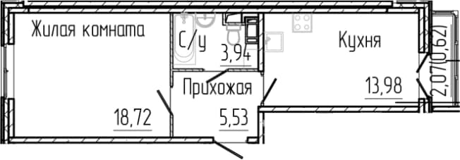 . Вариант № 2035734, 0, площадь - 42.17 квм, цена 8386840 рублей