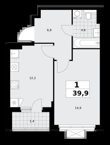 . Вариант № 1385125, 0, площадь - 39.7 квм, цена 13709998 рублей