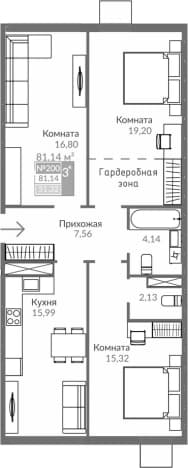 . Вариант № 2122508, 0, площадь - 81.14 квм, цена 11927580 рублей