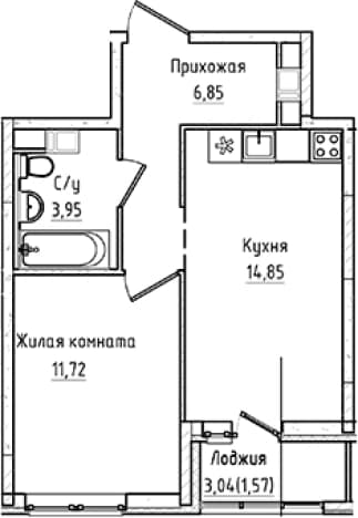. Вариант № 2007487, 0, площадь - 37.37 квм, цена 5512681 рублей