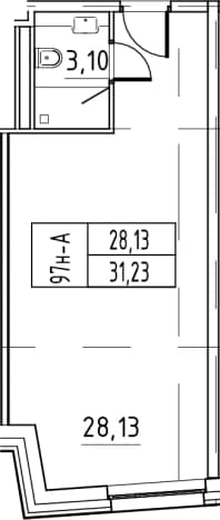 . Вариант № 468048, 0, площадь - 31.23 квм, цена 7963650 рублей
