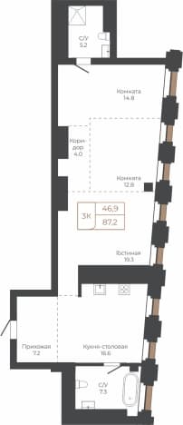 Купить трехкомнатную квартиру в ЖК Барнаул в Барнауле. Вариант № 2249475, 1, площадь - квм, цена 29210964 рублей