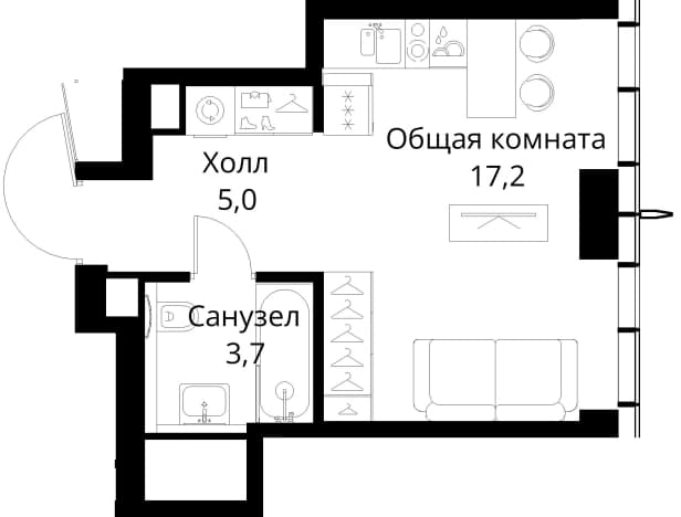 . Вариант № 2173460, 0, площадь - 25.9 квм, цена 18125286 рублей