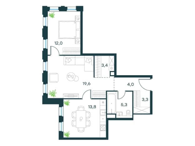. Вариант № 2168996, 0, площадь - 61.4 квм, цена 22521847 рублей