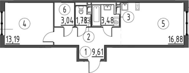 . Вариант № 1827393, 0, площадь - 47.98 квм, цена 10125555 рублей