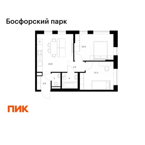 . Вариант № 2018260, 0, площадь - 48.5 квм, цена 11877650 рублей