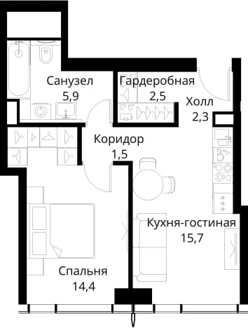 . Вариант № 2173617, 0, площадь - 42.3 квм, цена 22510283 рублей