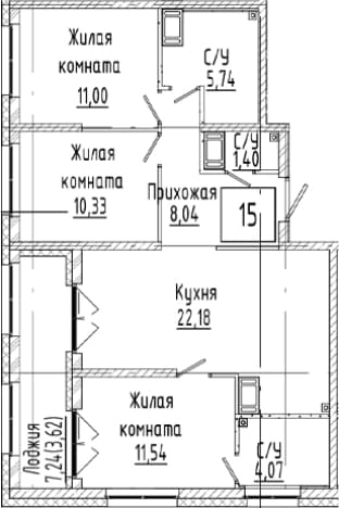. Вариант № 2023459, 0, площадь - 74.3 квм, цена 18117000 рублей