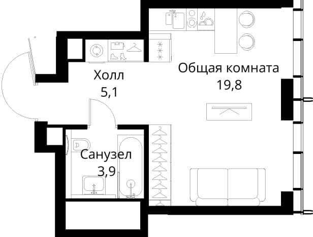 . Вариант № 2173599, 0, площадь - 28.8 квм, цена 20404598 рублей