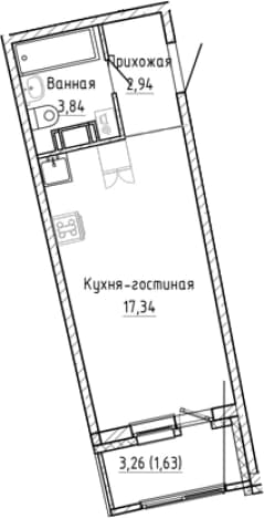. Вариант № 1903131, 0, площадь - 24.12 квм, цена 5069825 рублей
