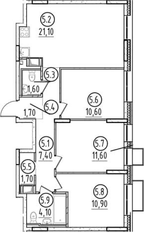 . Вариант № 2168598, 0, площадь - 70.7 квм, цена 13510404 рублей