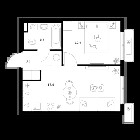 . Вариант № 2307062, 0, площадь - 35 квм, цена 10612000 рублей