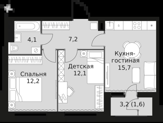 . Вариант № 2344387, 0, площадь - 52.9 квм, цена 29047390 рублей