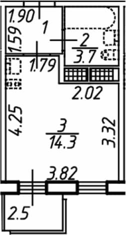 . Вариант № 2310930, 0, площадь - 21 квм, цена 5232000 рублей