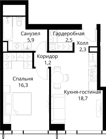 . Вариант № 2173491, 0, площадь - 46.9 квм, цена 24607445 рублей