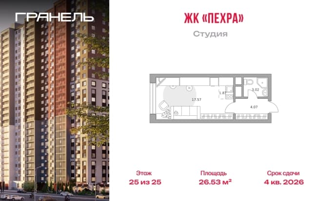 . Вариант № 2202336, 0, площадь - 26.53 квм, цена 6390161 рублей
