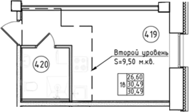 . Вариант № 1815773, 0, площадь - 30.49 квм, цена 7823200 рублей
