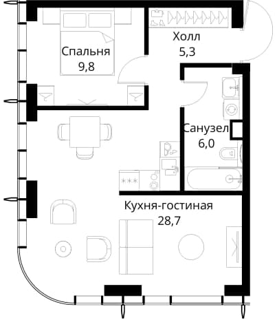 . Вариант № 2173554, 0, площадь - 49.8 квм, цена 27421025 рублей