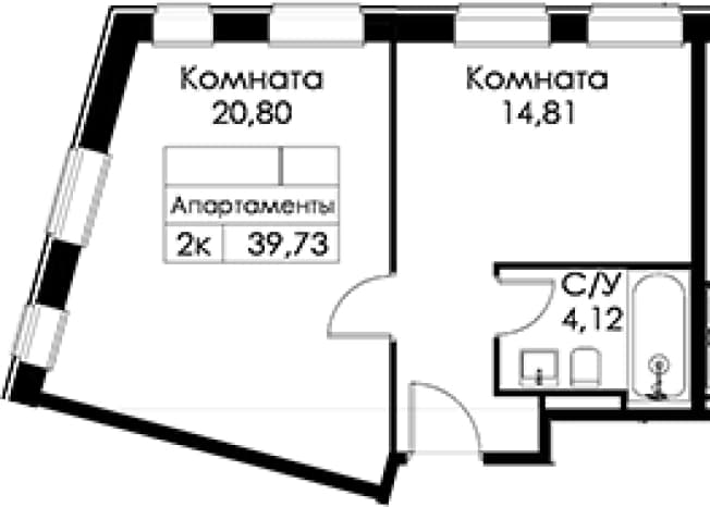. Вариант № 2224906, 0, площадь - 39.73 квм, цена 12562800 рублей
