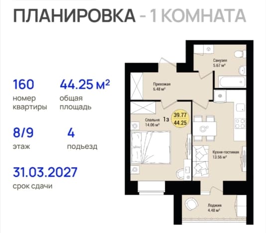 Купить однокомнатную квартиру в Сельском Посёлоке Новинках в Богородском районе в Нижегородской области. Вариант № 1706457, 1, площадь - квм, цена 7237525 рублей