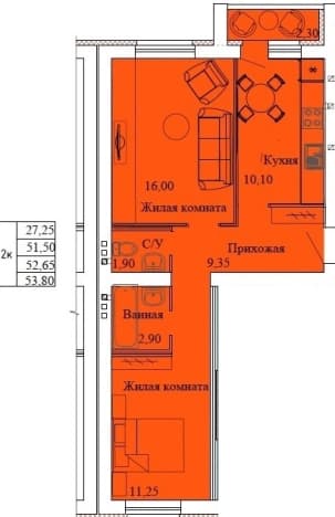 Купить квартиру площадью 50 кв.м в Ярославской области. Вариант № 2365322, 0, площадь - квм, цена 4490000 рублей