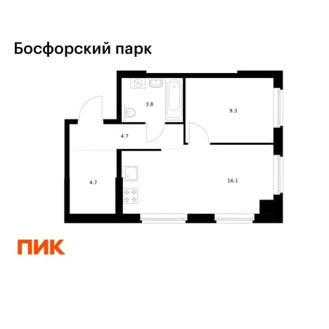 . Вариант № 2016562, 0, площадь - 38.6 квм, цена 8532144 рублей